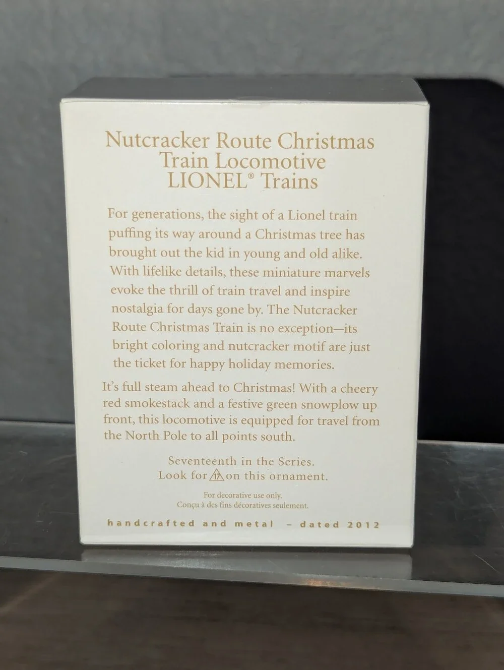 2012 Hallmark Keepsake LIONEL Trains Nutcracker Route Locomotive Ornament